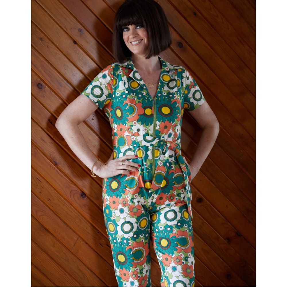 Dawn O’ Porter x Joanie Retro Print Jumpsuit Size 18 New With Tags